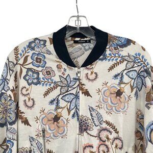 Annabelle Womens Floral Lightweight Jacket Full Zip Size Medium Zip Pockets